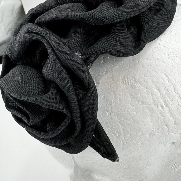 Black Fascinator Fabric Rosettes Over Mesh Form VTG Headwear main image 8